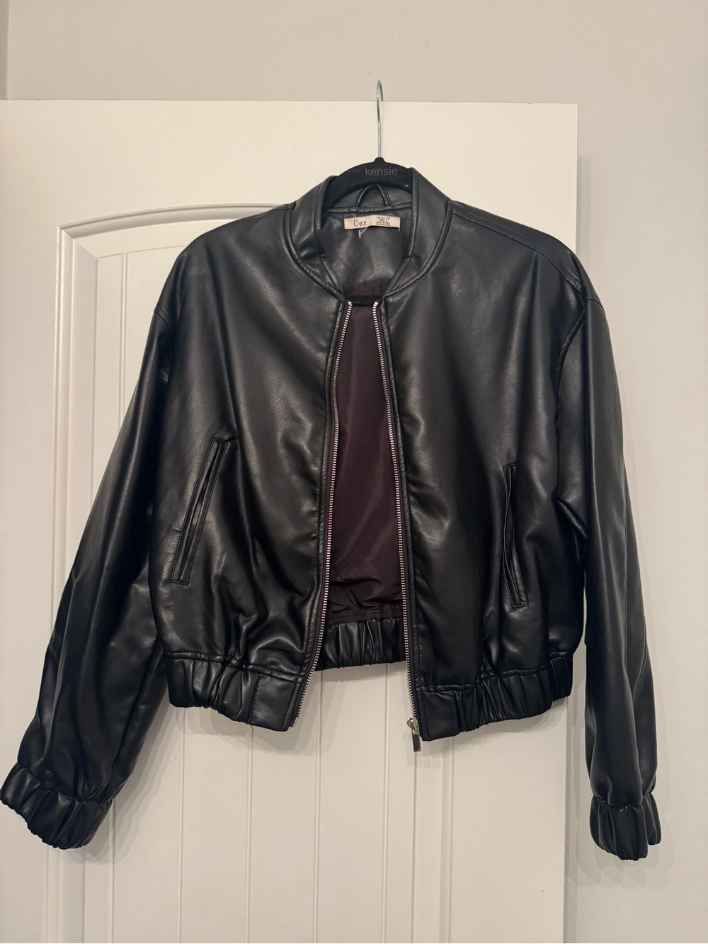 Dex Black Faux Leather Bomber Jacket